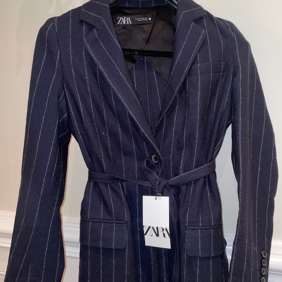 Limited edition navy wool pinstripe coat - Picture 8 of 9